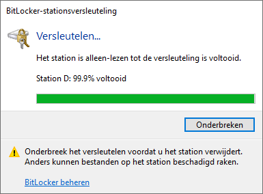 usb wordt versleuteld