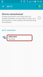 selecteer eduroam