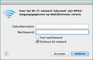 log in bij eduroam