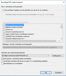 certificaat instellingen