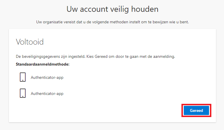 authenticator ingesteld