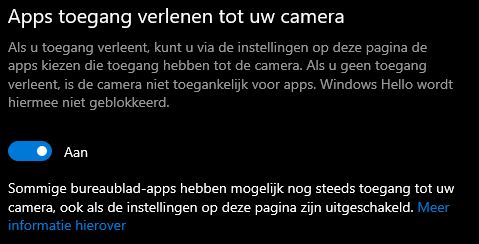 Camera aan