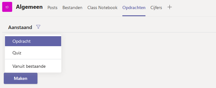 Selecteer opdrachten