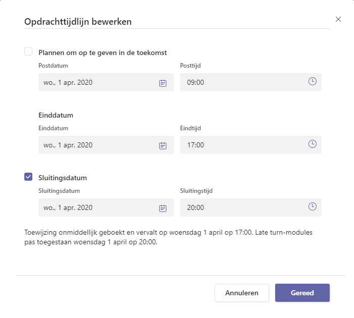 Opdrachttijdlijn bewerken