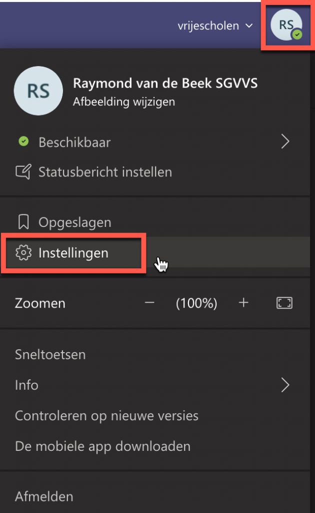 naar instellingen navigeren