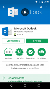 outlook uit play store installeren